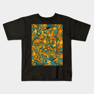 Greensboro Map Pattern in Orange & Teal Kids T-Shirt